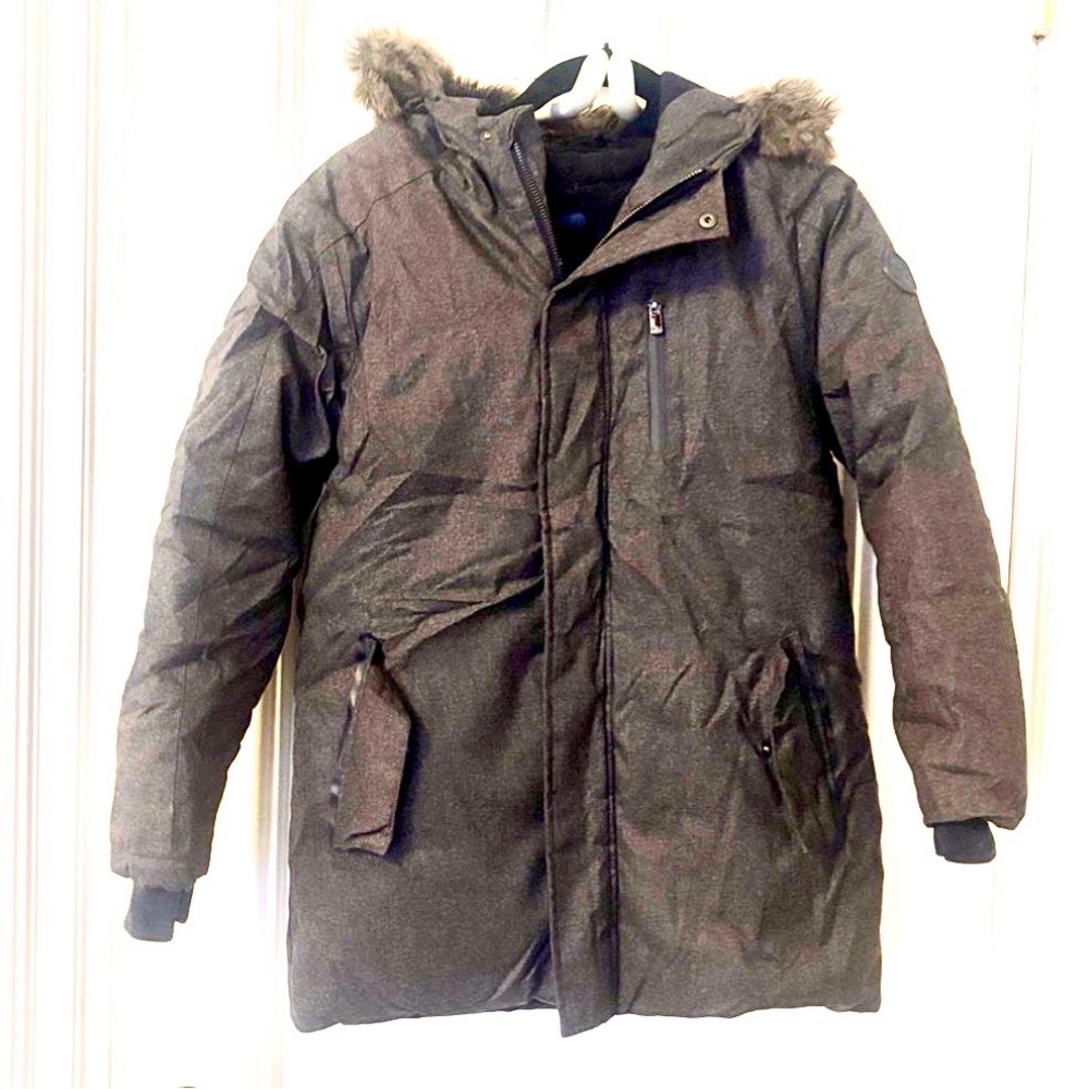 Jacadi Charcoal Puffer Jacket with Faux Fur Hood